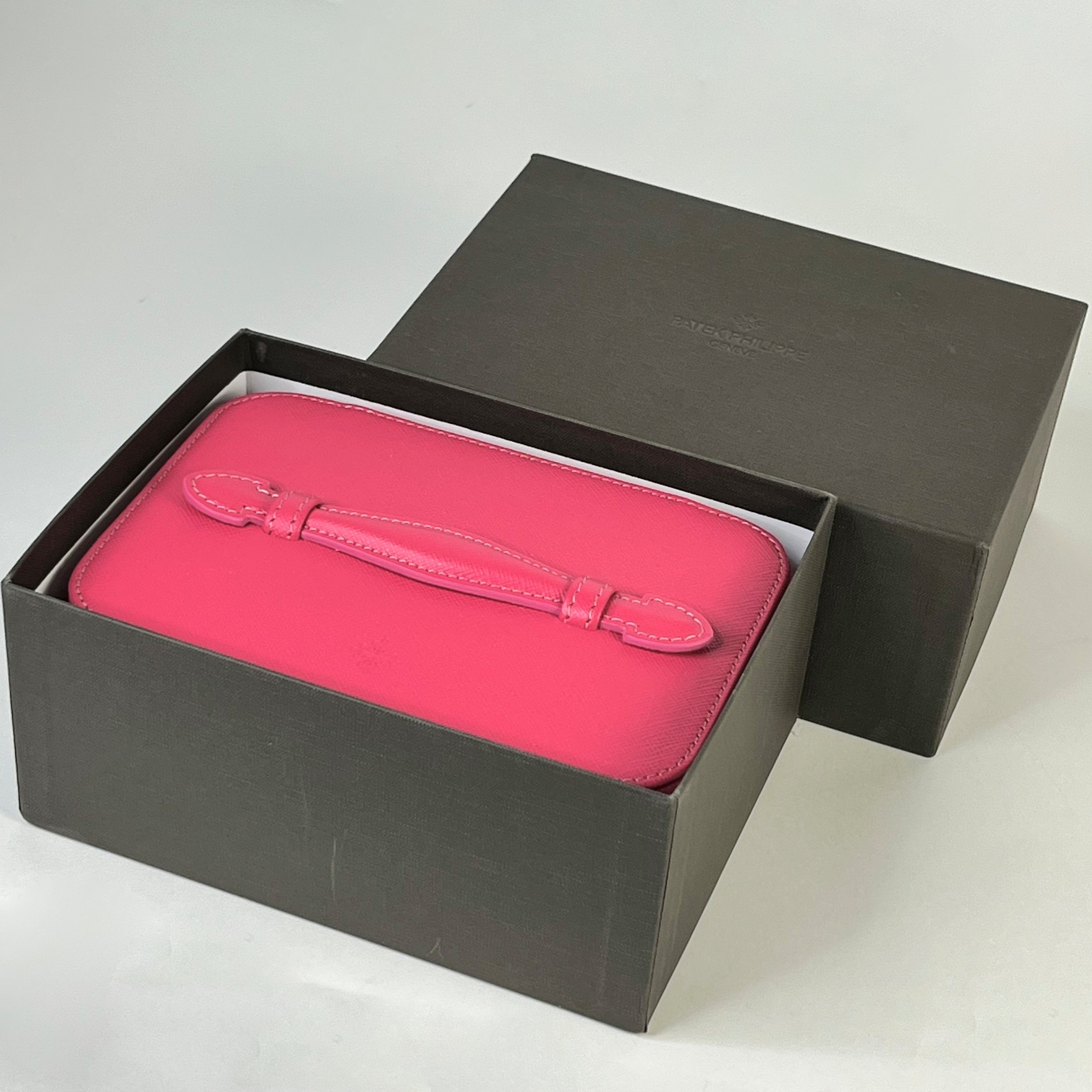 Lei PATEK パテック レザー製 コレクションケース ボックス Patek Philippe Pink Leather Travel Jewelry Case with Suede Interior